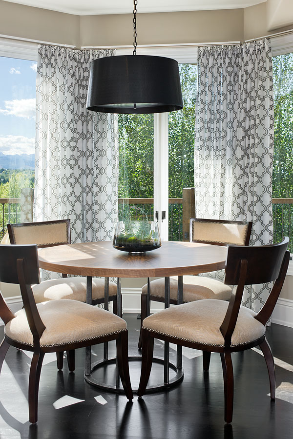 Interior, vertical, breakfast area, Ungersma residence, Bozeman, Montana; Design Associates